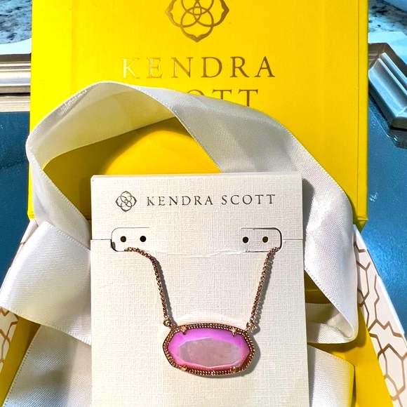 NWT Kendra Scott Delaney Necklace Lavender Pearl & Rose Gold Rare & Retired😊 - Picture 6 of 14
